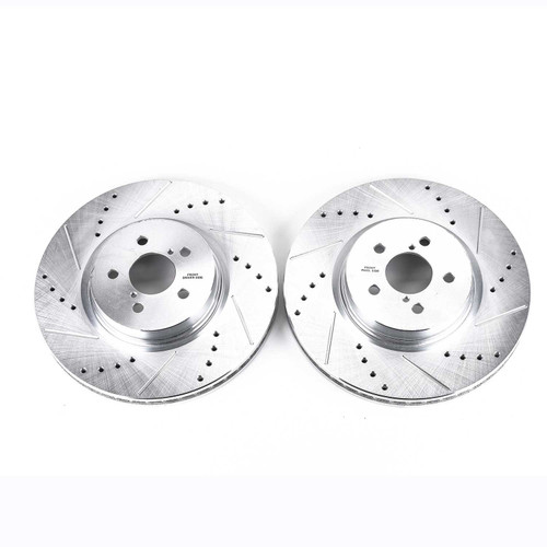 PowerStop JBR1318XPR - Power Stop 14-18 Subaru Forester Front Evolution Drilled & Slotted Rotors - Pair