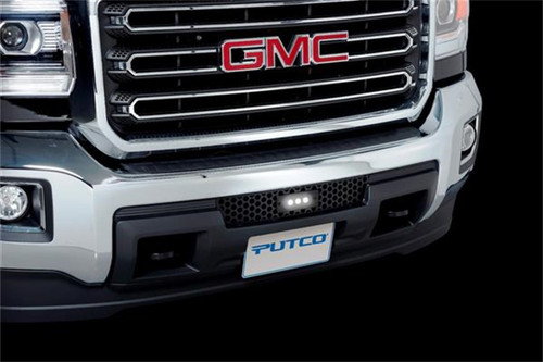 Putco 88196L - 15-19 GMC Sierra HD SS Black Punch Bumper Grille Insert w/Flush 6in Luminix Lightbar