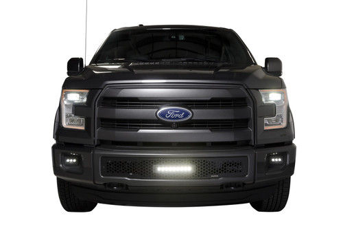 Putco 88160L - 15-17 Ford F-150 - SS Black Punch Design w/ 10in Luminix Light bar Bumper Grille Inserts