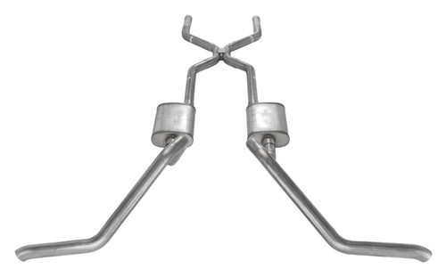 Pypes SGB40 - Crossmember Back w/H-Pipe Exhaust System 65-70 B-Body Split Side Dual Exit 2.5 in Intermediate And Tail Pipe Hardware Incl Muffler And Tip Not Incl  Exhaust