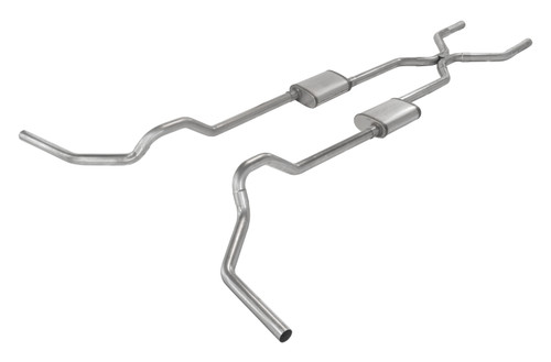 Pypes SGT978SE - 1975-1987 GM Truck 2.5 Inch Crossmember Back With H-Bomb H-Pipe Exhaust System Includes Catalytic Converters 409 Stainless Street Pro Mufflers  Performance Exhaust