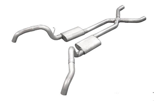 Pypes SGF60T - Crossmember Back w/X-Pipe Exhaust System 67-69 Split Rear Dual Exit 2.5 in Intermediate Pipe And Tailpipe Turbo Pro Mufflers/Hardware Incl Tip Not Incl  Exhaust
