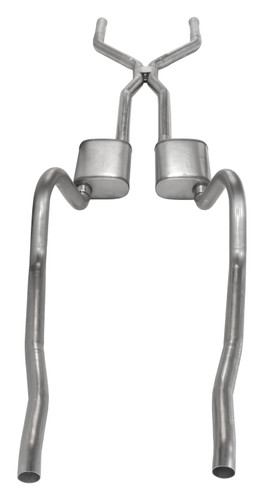 Pypes SMA40 - Crossmember Back w/H-Pipe Exhaust System 67-73 Mopar A-Body Split Rear Dual Exit 2.5 in Intermediate And Tail Pipe Hardware Incl Muffler And Tip Not Incl  Exhaust