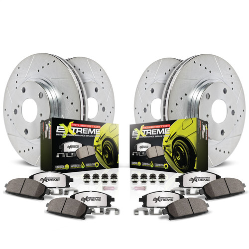 PowerStop K4107-26 - Power Stop 08-10 BMW 328i Front & Rear Z26 Street Warrior Brake Kit