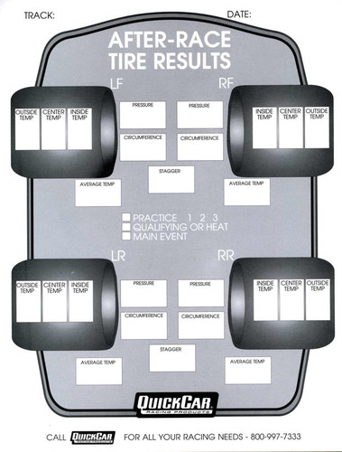 QuickCar 51-215 - After Race Tire Set-Up Forms (50 PK)