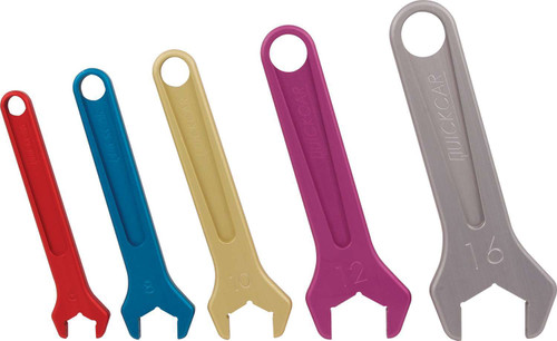 QuickCar 64-708 - AN Wrench Set - Pro Series - Single End - 5-Piece - 6 AN to 16 AN - Aluminum - Multi Color Anodized - Kit