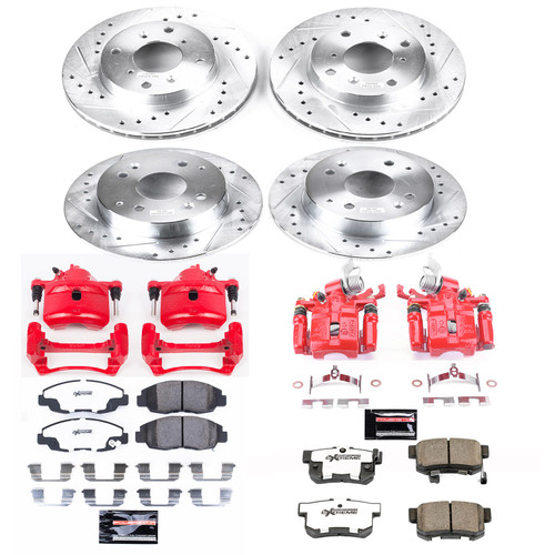 PowerStop KC1240B-26 - Power Stop 98-02 Honda Accord Front & Rear Z26 Street Warrior Brake Kit w/Calipers