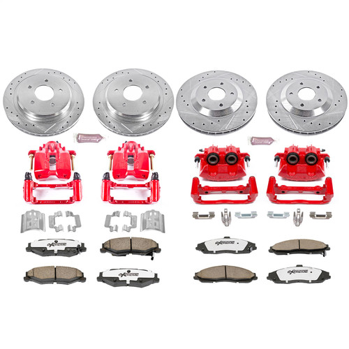 PowerStop KC1560-26 - Z26 Street Performance Ceramic Brake Pad; Drilled Slotted Rotor; and Caliper Kit
