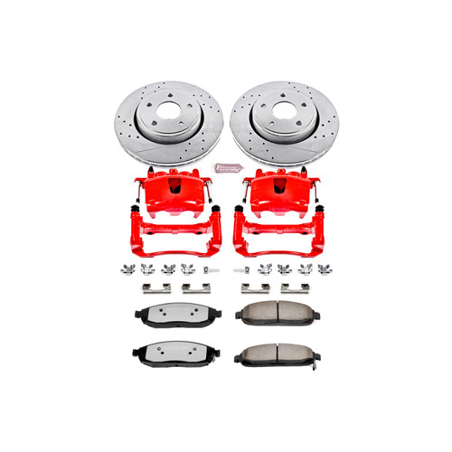 PowerStop KC2219-36 - Power Stop 05-10 Jeep Grand Cherokee Front Z36 Truck & Tow Kit w/Cals