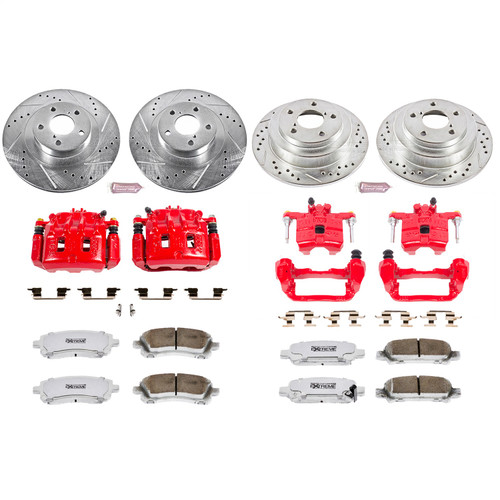 PowerStop KC2377-26 - Power Stop 2003 Subaru Forester Front & Rear Z26 Street Warrior Brake Kit w/Calipers