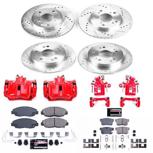 PowerStop KC6320 - Power Stop 2012 Honda Civic Front & Rear Z23 Evolution Sport Brake Kit w/Calipers