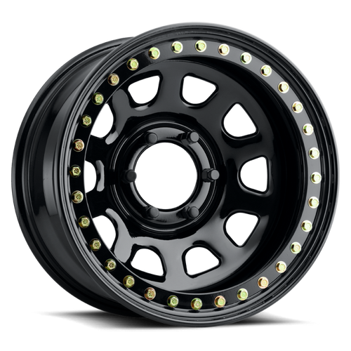 Raceline RT5179560 - RT51 Daytona Rock 17x9in/6x139.7 BP/-38mm Offset/107.95mm Bore - Gloss Black Beadlock Wheel