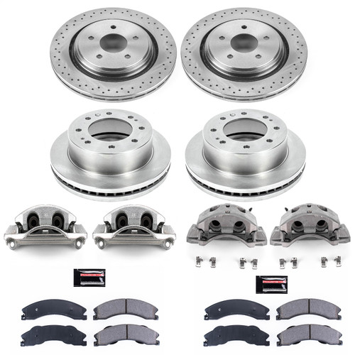 PowerStop KCOE5561 - Power Stop 2011 Chevrolet Silverado 2500 HD Front & Rear Autospecialty Kit w/Cals