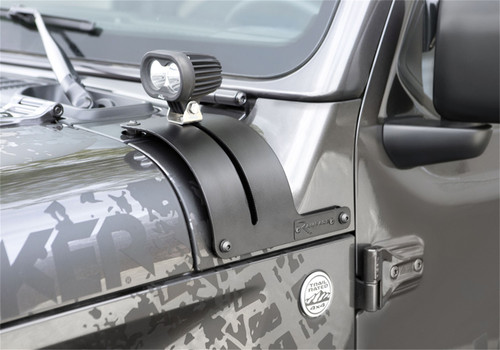 Rampage 7690 - Products  Adjustable Cowl Cover/Light Mount for 2020-2021 Jeep Gladiator, 2018-2021 Jeep Wrangler JL, Black
