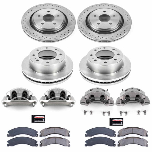 PowerStop KCOE6992 - Power Stop 15-19 Chevrolet Silverado 2500 HD Front & Rear Autospecialty Kit w/Cals