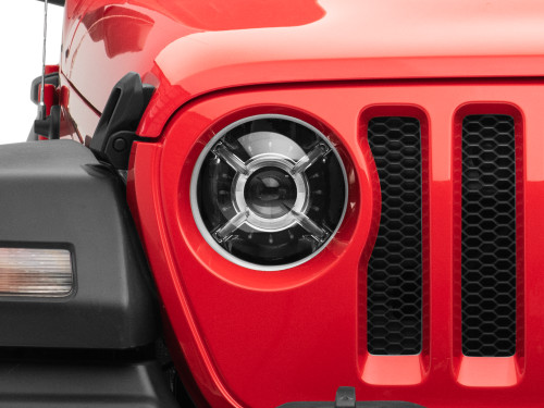 Raxiom J137646 - 18-22 Jeep Wrangler JL/ JT 9-Inch LED Headlights w/ DRL and Halo- Black Housing (Clear Lens)
