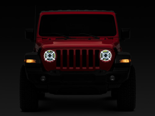 Raxiom J137646 - 18-22 Jeep Wrangler JL/ JT 9-Inch LED Headlights w/ DRL and Halo- Black Housing (Clear Lens)
