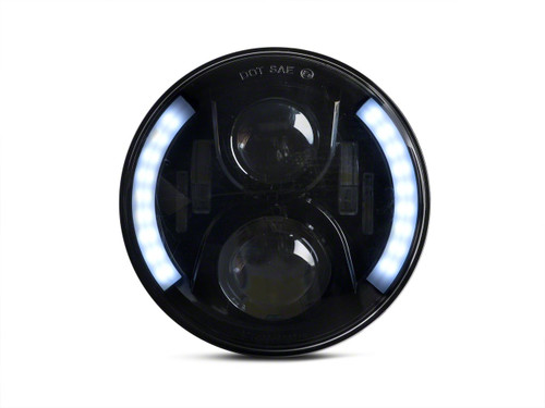 Raxiom J135442 - 97-18 Jeep Wrangler TJ & JK 6-LED Headlights w/ Partial Halo- Blk Housing (Clear Lens)