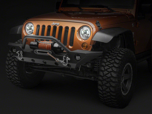 Raxiom J135442 - 97-18 Jeep Wrangler TJ & JK 6-LED Headlights w/ Partial Halo- Blk Housing (Clear Lens)