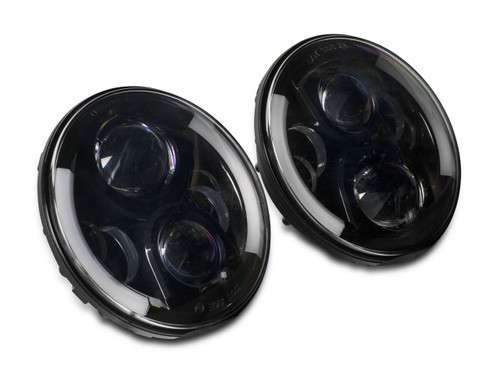 Raxiom J135442 - 97-18 Jeep Wrangler TJ & JK 6-LED Headlights w/ Partial Halo- Blk Housing (Clear Lens)
