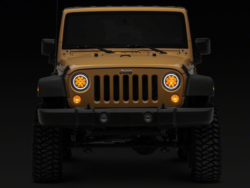 Raxiom J152602 - 07-18 Jeep Wrangler JK Axial Spider LED Headlights w/Angel Eye Halo- Blk Housing (Clear Lens)
