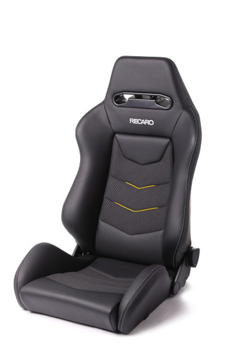 Recaro 7227110.1.3172 - Speed V Driver Seat - Black Leather/Yellow Suede Accent