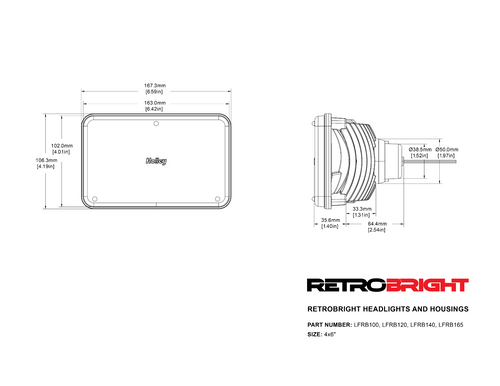 Retrobright LFRB121 - Holley  LED Forward Facing Light -Classic White(3000K) HIGH-BEAM ONLY