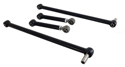 Ridetech 11017210 - Replacement 4-Link Bar Kit W/ R-Joints Single Adj For 1955-1957 Bel Air 1Pc Or 2Pc Frame Single Adjustable Upper And Lower Bars Double Adjustable Diagonal Link And R-Joint Spacers Powder Coated Satin Black
