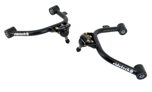 Ridetech 11373699 - Front Upper Strongarms For 1988-1998 C1500 Pair Of Tubular Control Arms W/ Ball Joints And Delrin Bushings Powder Coated Satin Black