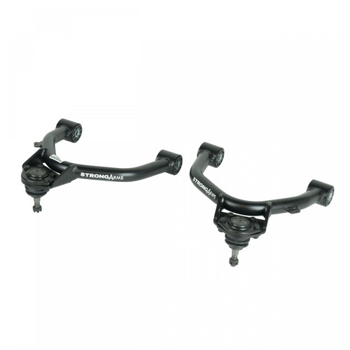 Ridetech 11703699 - Front Upper Strongarms For 2007-2016 Silverado / Sierra 1500 2Wd/4Wd W/ OE Cast Steel Arms Pair Of Tubular Control Arms W/ Ball Joints And Delrin Bushings Powder Coated Satin Black