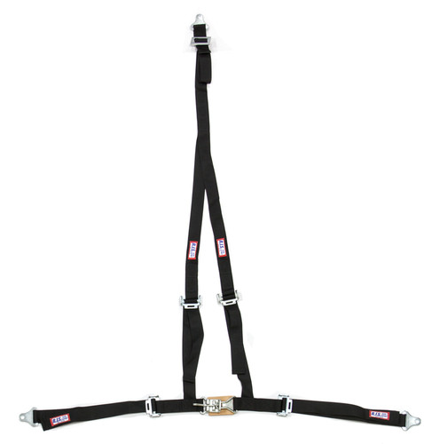 RJS Safety 4006901 - Harness - Buggy Belt - 4 Point - Latch and Link - Pull Down Adjust - Bolt-In / Wrap Around - V-Type Harness - Black - Kit