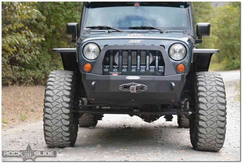 Rock Slide Engineering FB-S-100-JK - Jeep JK Shorty Front Bumper For 07-18 Wrangler JK Complete With Winch Plate Rigid Series