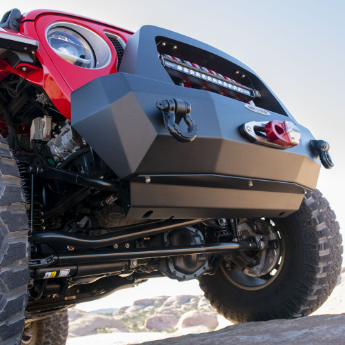 Rock Slide Engineering FB-SP-100-JL - Jeep JL Front Bumper Skid Plate For 18-Pres Wranger JL Rigid Series Steel Powdercoat Black