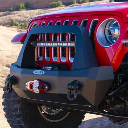 Rock Slide Engineering FB-S-100-JL - Jeep JL Shorty Front Bumper For 18-Pres Wrangler JL Complete With Winch Plate Rigid Series