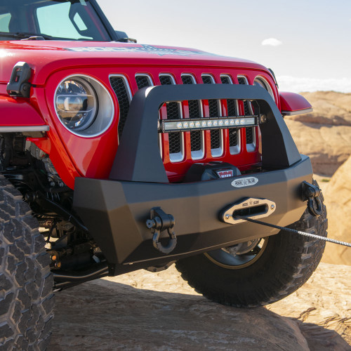 Rock Slide Engineering FB-S-100-JL - Jeep JL Shorty Front Bumper For 18-Pres Wrangler JL Complete With Winch Plate Rigid Series