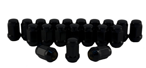 Rocket Racing Wheels C1707B-SET - M12x1.5 Black Bulge Acorn Lug Nuts, 3/4 Hex, 20-Piece Set