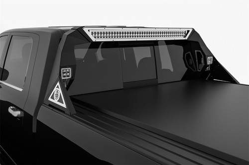 Road Armor 4091DHRP-C1-MR - 10-19 Dodge 1500 iDentity Headache Rack w/Bedrail Pods/40in Center Light Pod/Ring Raw
