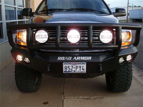 Road Armor 44062B - 06-09 Dodge 2500 Stealth Front Winch Bumper w/Titan II Guard - Tex Blk