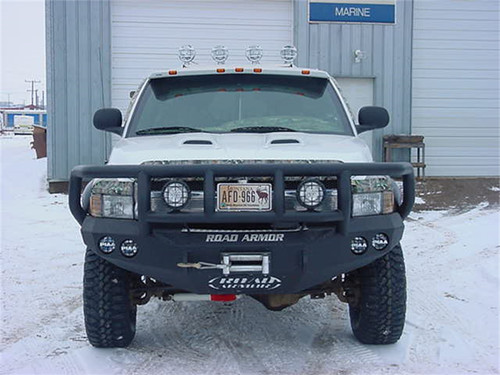 Road Armor 47012B - 97-01 Dodge 1500 Stealth Front Winch Bumper w/Titan II Guard - Tex Blk
