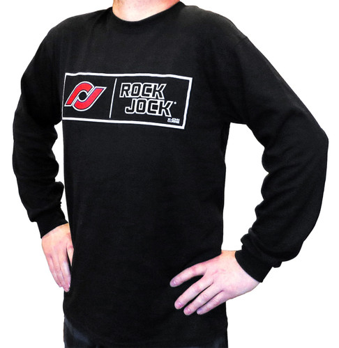 RockJock RJ-711007-M - Long Sleeve T-Shirt; w/Rectangle Logo; Black; Medium; Print On The Front;