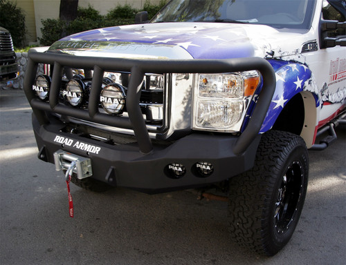 Road Armor 61102B - 11-16 Ford F-250 Stealth Front Winch Bumper w/Titan II Standard Flare - Tex Blk