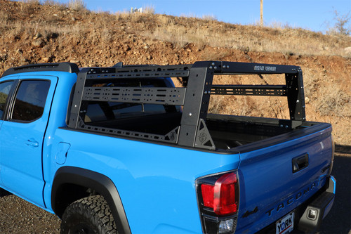 Road Armor 520BRS52B-OVLD - 05-20 Toyota Tacoma 5ft Bed TRECK Adj Bed Rack w/Brackets Strap/Rails - Tex Blk