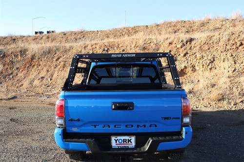 Road Armor 520BRS52B-OVLD - 05-20 Toyota Tacoma 5ft Bed TRECK Adj Bed Rack w/Brackets Strap/Rails - Tex Blk