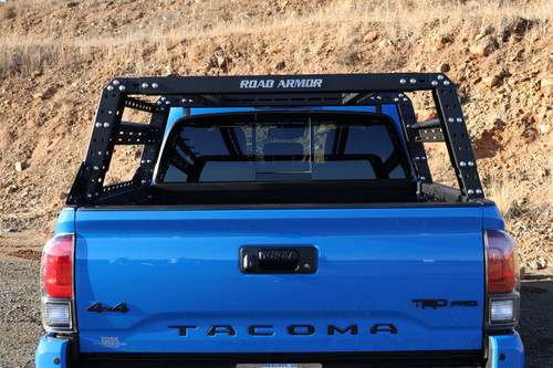 Road Armor 520BRS52B-OVLD - 05-20 Toyota Tacoma 5ft Bed TRECK Adj Bed Rack w/Brackets Strap/Rails - Tex Blk