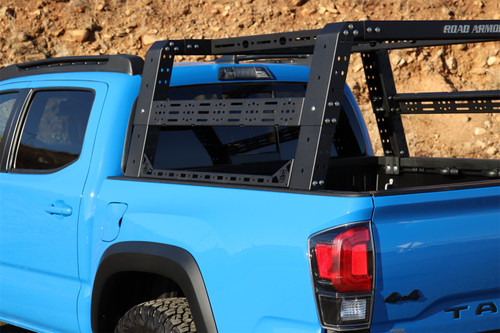 Road Armor 520BRS52B-OVLD - 05-20 Toyota Tacoma 5ft Bed TRECK Adj Bed Rack w/Brackets Strap/Rails - Tex Blk