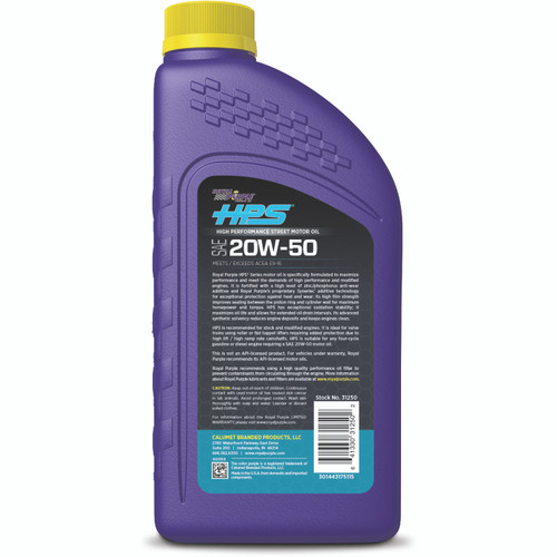 Royal Purple 36250 - HPS Synthetic High Performance Street 20W-50 Motor Oil - 1 Quart