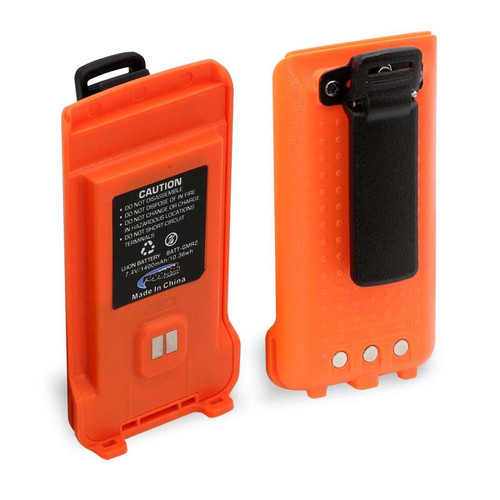 Rugged Radios BAT-GMR2-ORN - GMR2 Replacement Lithium Battery w/12v Charge Port and Belt Clip Safety Orange