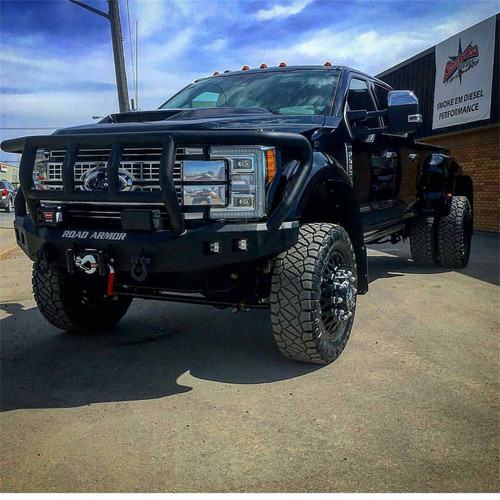 Road Armor 61742B - 17-20 Ford F-250 Stealth Wide Fender Front Winch Bumper w/Titan II Guard - Tex Blk