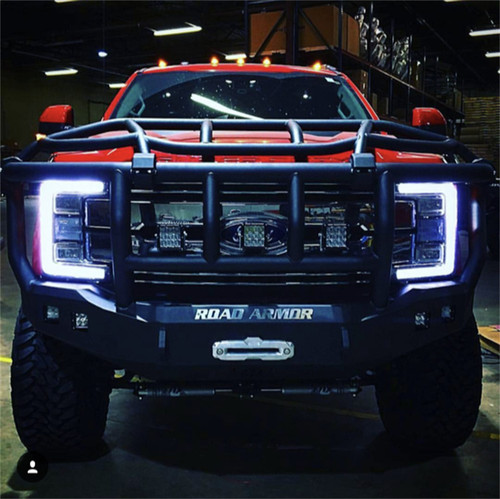 Road Armor 617F3B - 17-20 Ford F-250 Stealth Front Winch Bumper w/Intimidator Guard - Tex Blk