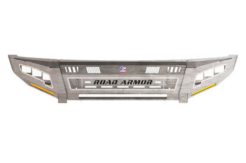 Road Armor 6174DF-A1-P3-MR-BH - 17-22 Ford F-450 iD FR Bumper Full Kit/Wide End Pods/X3 Cube/Acc Lights/Ring - Raw Steel